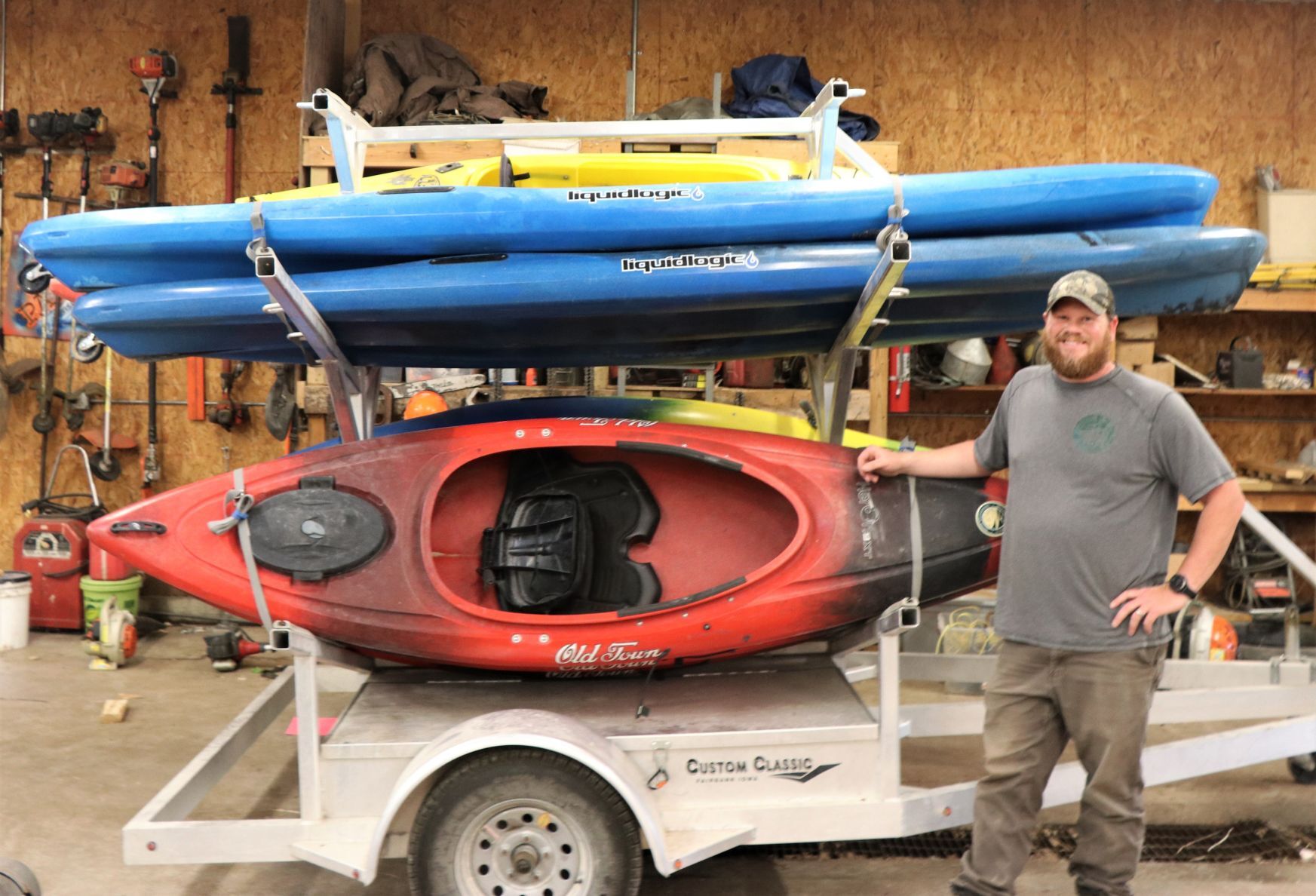 Andy Taets with kayaks